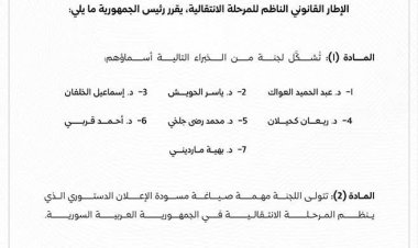 تشكيل لجنة خبراء لصياغة مسودة الإعلان الدستوري