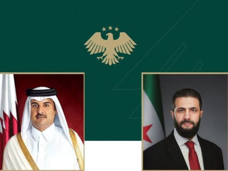 اتصال هاتفي بين الرئيس أحمد الشرع وأمير قطر لبحث التطورات الإقليمية وتعزيز التعاون المشترك